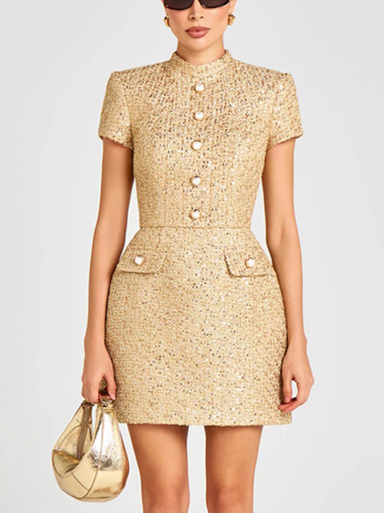 High Neck Elegant Mini Dress
