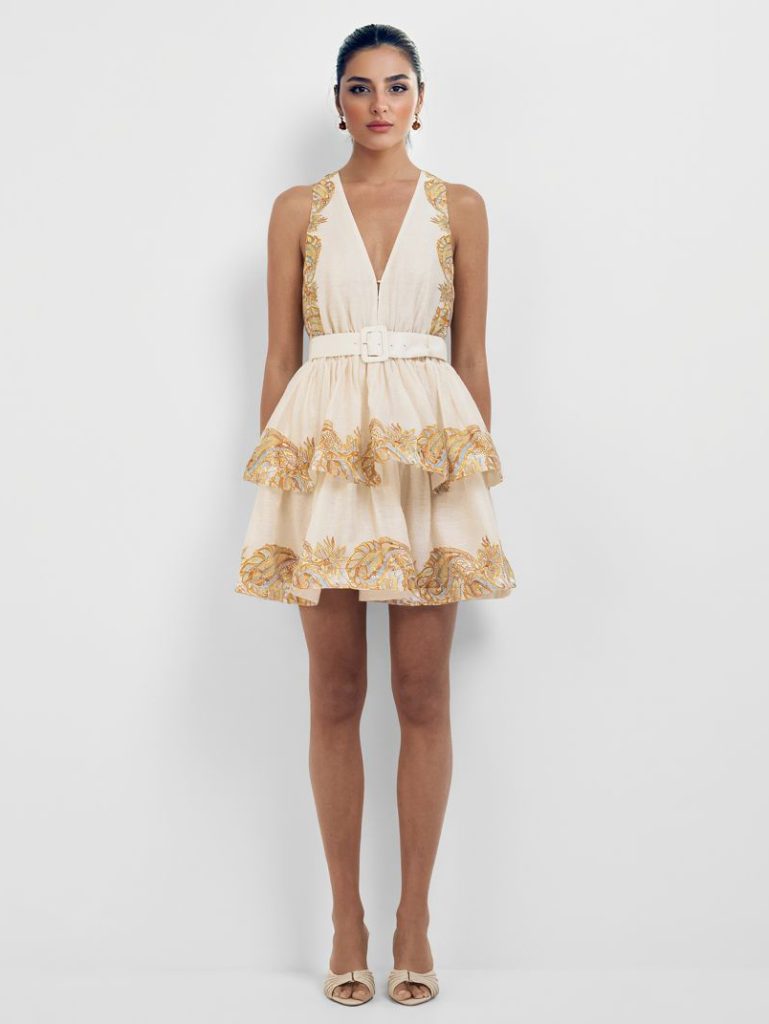 Printed V-Neck Sleeveless Elegant Mini Dress