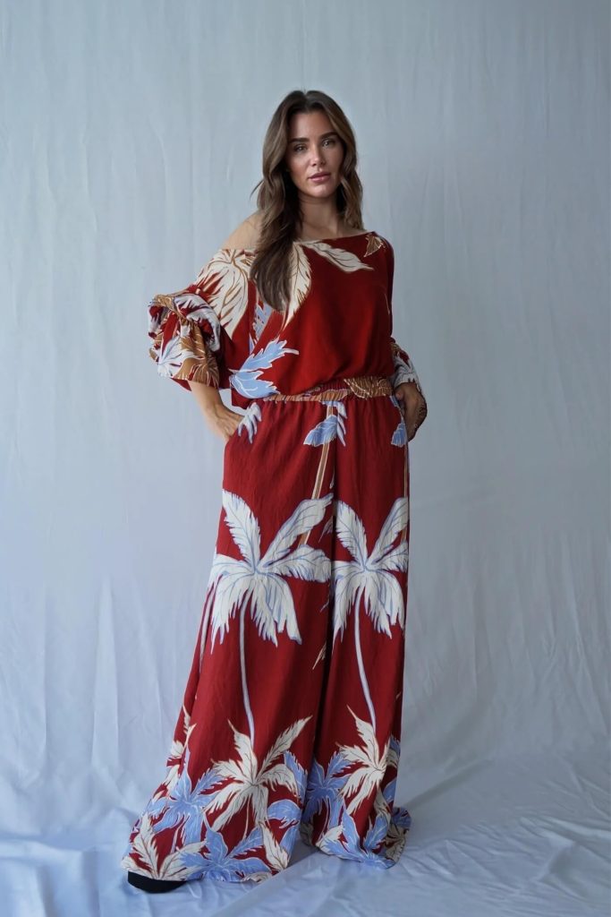 Printed Wide-Leg Casual Pants