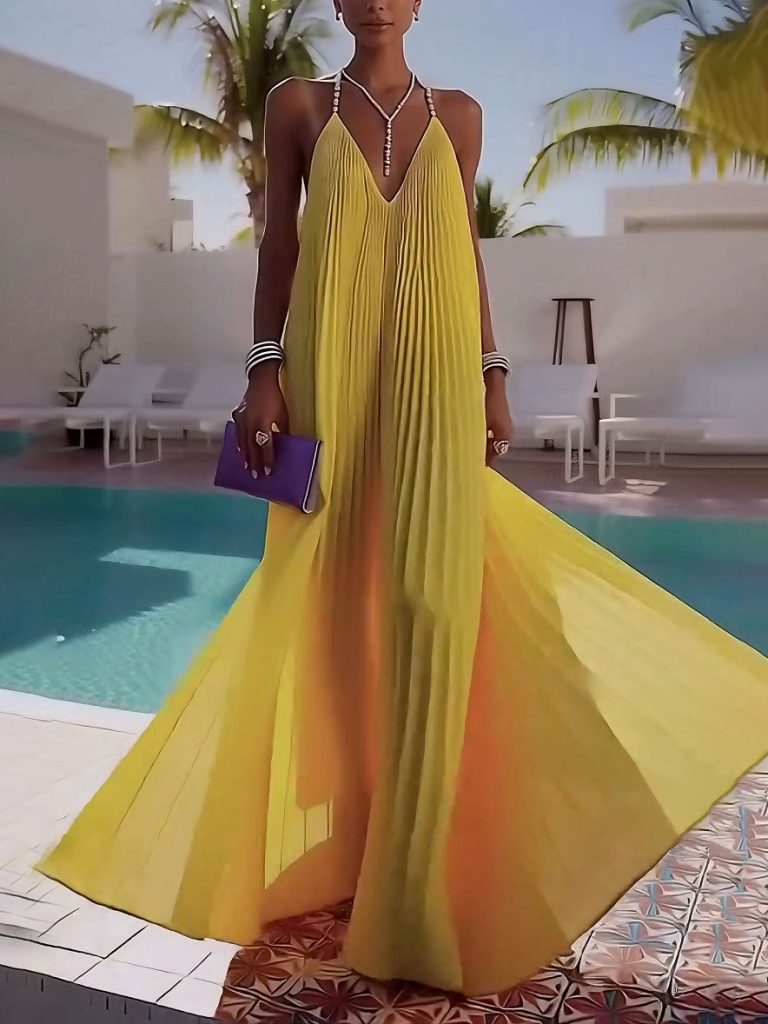 V-Neck Backless Elegant Maxi Dress