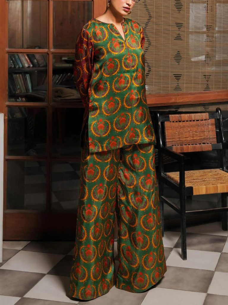 Printed Satin Loose Fit Blouse
