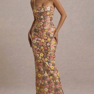 Printed Floral Square Neck Maxi Dress